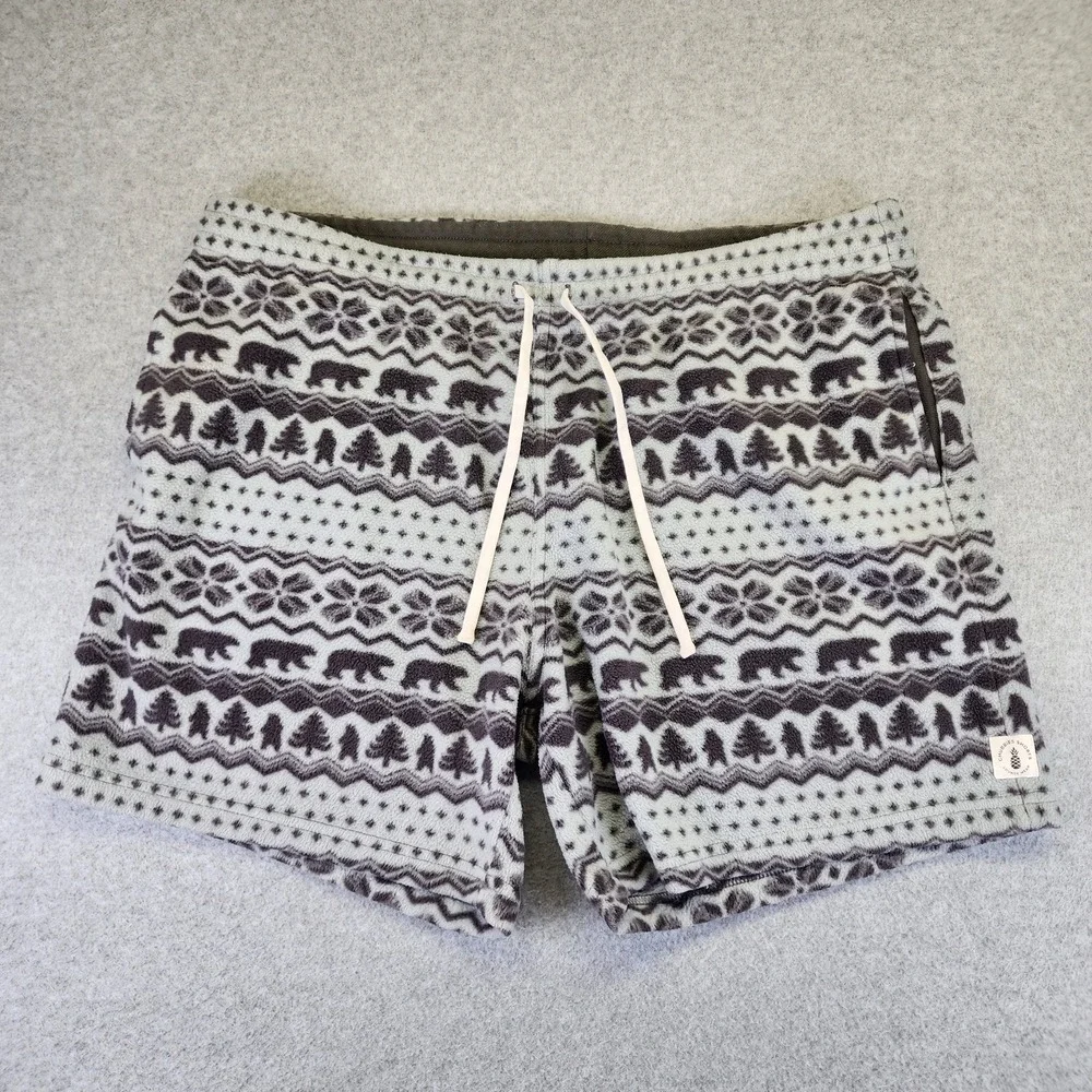 Chubbies Mens XXL 2XL Fleece Lounge Shorts Gray Fair Isle Bear Sweat Shorts